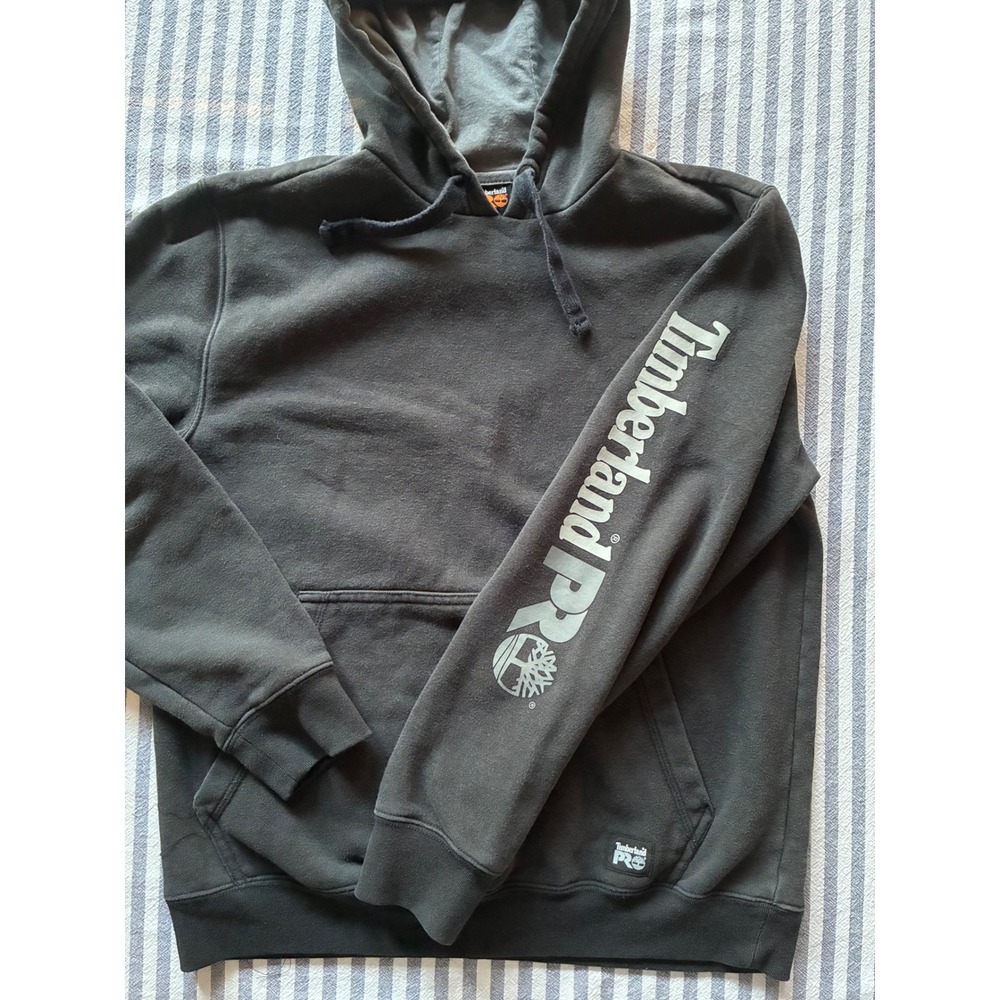 Timberland PRO Black Sleeve Logo Pullover Hoodie Sweatshirt Small Streetwear